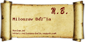 Miloszav Béla névjegykártya